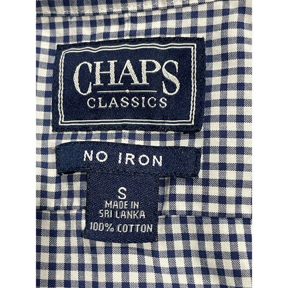 Chaps Classics Button Up Shirt Gingham Womens Sz Small No Iron Cotton Plaid Blue - Picture 5 of 9